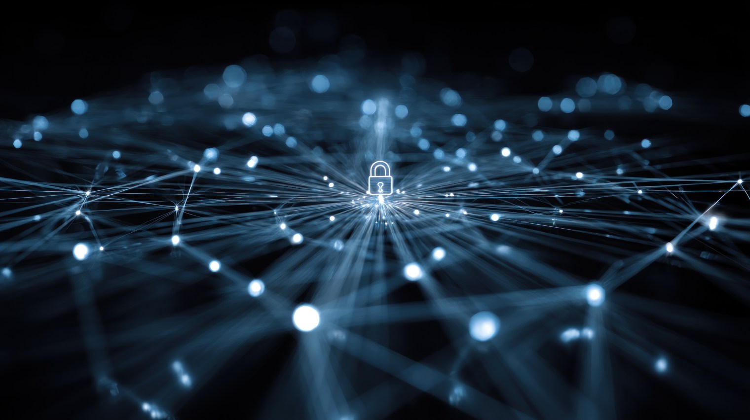 adobestock_2086312135 Padlock icon linked to network nodes, illustrating cyber resilience and secure embedded systems for defense