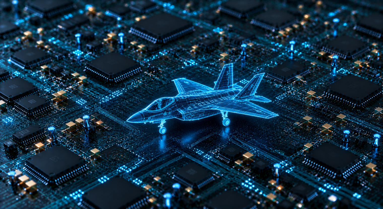 holographic-fighter-jet-on-circuit-board